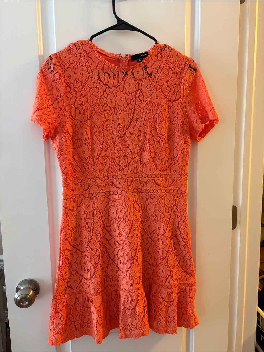 Aqua Coral Lace Mini Dress